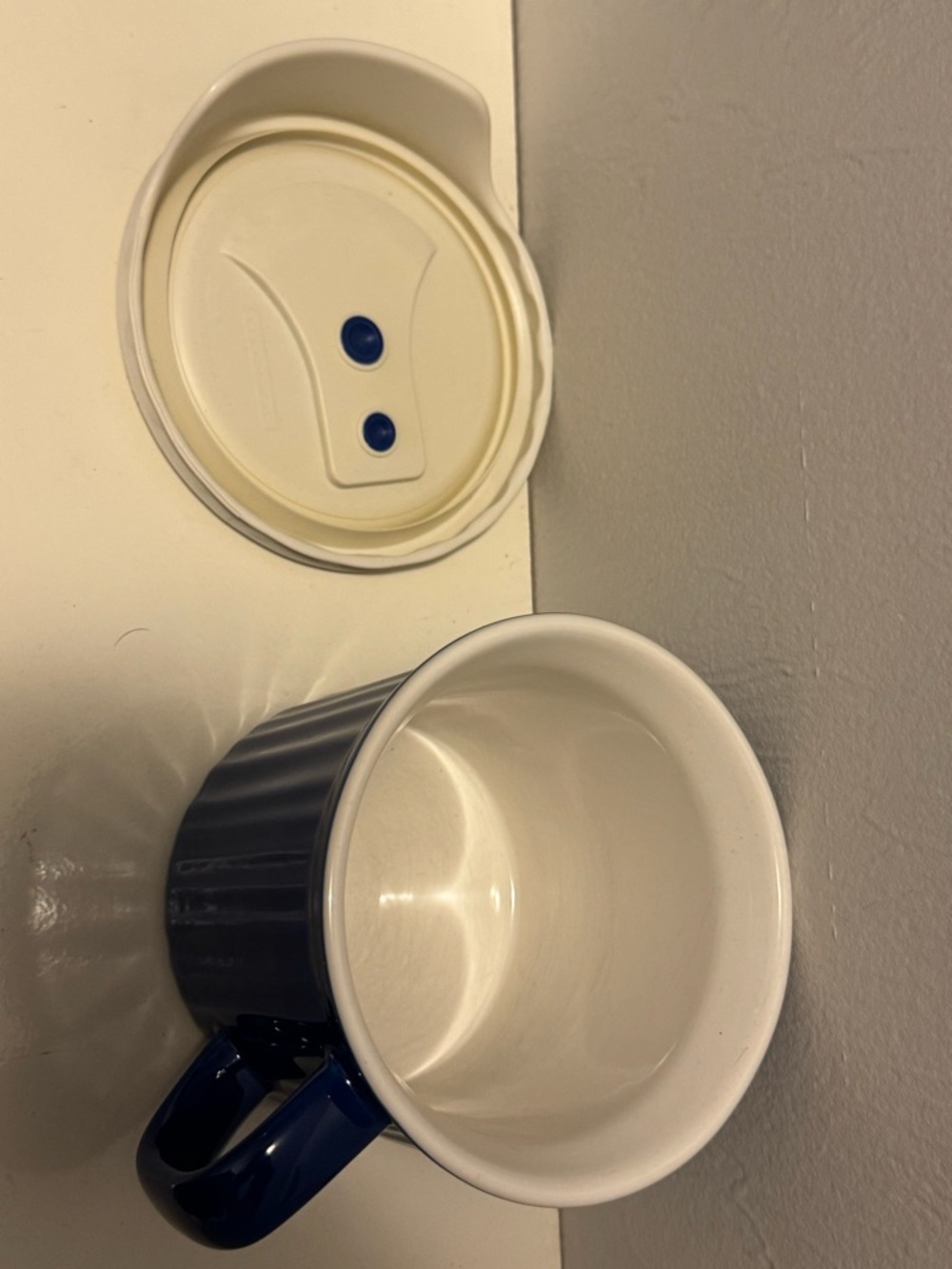 Corningware Deep Blue Ribbed Ceramic Mug with Handle - Picture 5 of 5